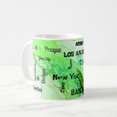 Neonquelle grüner Marmor wirbeln Megastadt Kaffeetasse (Vorderseite Links)