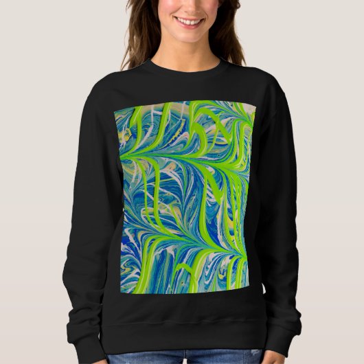 Neonranken auf blauem Marmor Sweatshirt (Vorderseite)