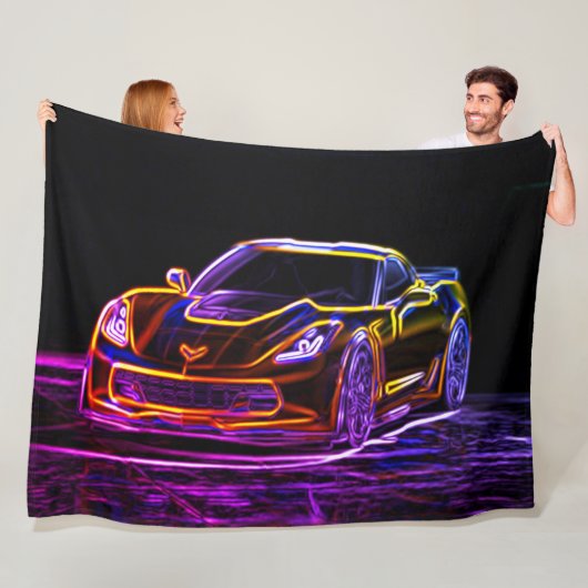 Neonregenbogen-Sport-Auto-Graffiti-Kunst Fleecedecke (Beispiel)