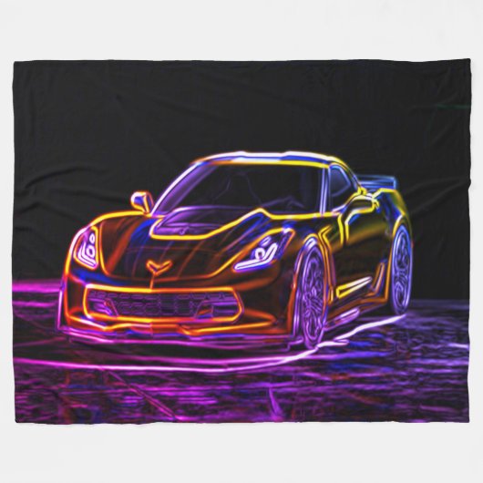 Neonregenbogen-Sport-Auto-Graffiti-Kunst Fleecedecke (Vorderseite (Horizontal))