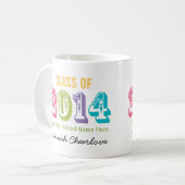 Neonregenbogen-Typografie-Klasse von 2014 Kaffeetasse (Vorderseite Links)