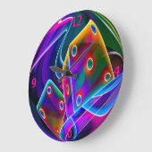 Neonregenbogen-Würfel-Schwarz-Licht-Rave Große Wanduhr (Winkel)