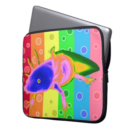 NeonregenbogenAxolotlfall Laptopschutzhülle (Vorderseite Links)