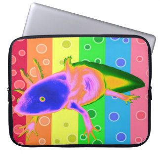 NeonregenbogenAxolotlfall Laptopschutzhülle