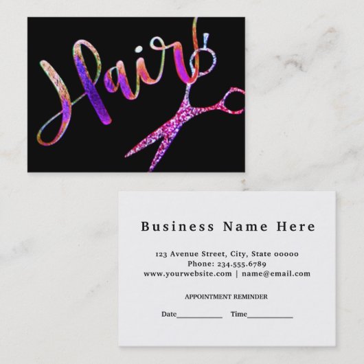 Neonregenbogenbezaubernde Hairstylist-Verabredung Terminkarte (Vorne/Hinten)