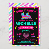 Neonrollen-Skaten-Tafel-Regenbogen-Geburtstag Einladung (Vorne/Hinten)