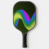 Neonrosa, blaue und grüne Wellen auf Grün Pickleball Schläger (Vorderseite)