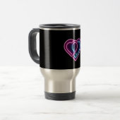 Neonrosa/blaues Herz Valentinstag Tasse (Vorderseite Links)
