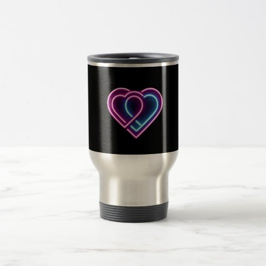 Neonrosa/blaues Herz Valentinstag Tasse (Mittel)