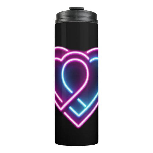 Neonrosa/blaues Herz Valentinstag Tasse (Vorderseite)