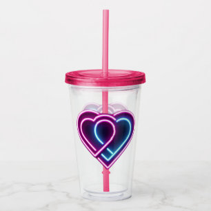 Neonrosa/blaues Herz Valentinstag Tasse