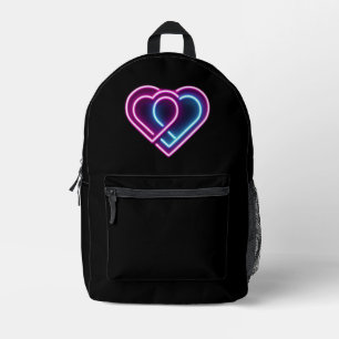 Neonrosa/blaues Herz Valentinstag Tasse Bedruckter Rucksack