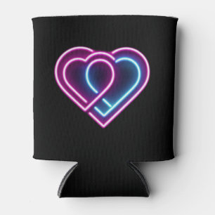 Neonrosa/blaues Herz Valentinstag Tasse Dosenkühler