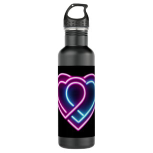 Neonrosa/blaues Herz Valentinstag Tasse Edelstahlflasche