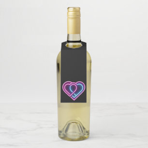 Neonrosa/blaues Herz Valentinstag Tasse Flaschenanhänger