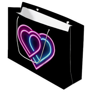 Neonrosa/blaues Herz Valentinstag Tasse Große Geschenktüte
