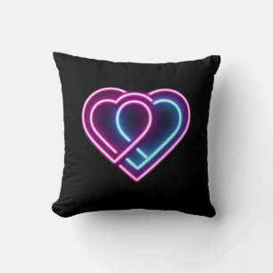 Neonrosa/blaues Herz Valentinstag Tasse Kissen