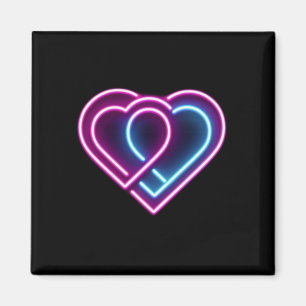 Neonrosa/blaues Herz Valentinstag Tasse Magnet