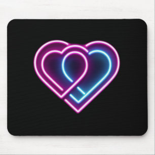 Neonrosa/blaues Herz Valentinstag Tasse Mousepad