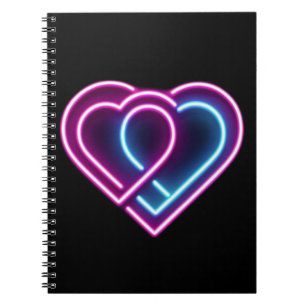 Neonrosa/blaues Herz Valentinstag Tasse Notizblock