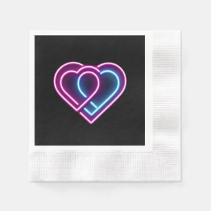 Neonrosa/blaues Herz Valentinstag Tasse Serviette