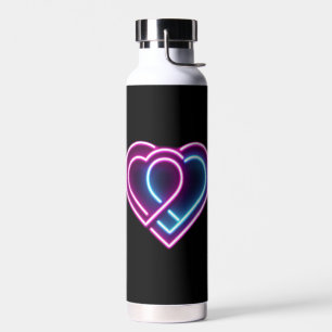 Neonrosa/blaues Herz Valentinstag Tasse Trinkflasche