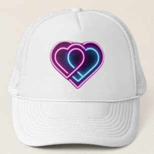 Neonrosa/blaues Herz Valentinstag Tasse Truckerkappe
