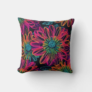 Neonrosa Blumen Kissen
