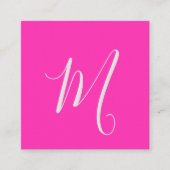 Neonrosa-chic-Monogramm Quadratische Visitenkarte (Vorderseite)