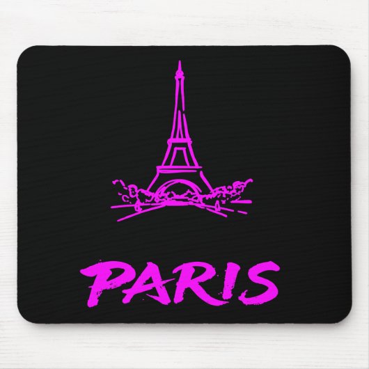 Neonrosa Eiffelturm Paris Skizze Modern Mousepad (Vorne)
