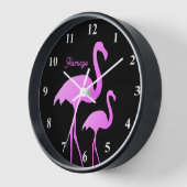 Neonrosa Flamingo Wanduhr mit individuelle Name (Winkel)
