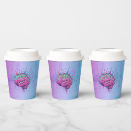 Neonrosa Gehirn-Papierbecher Pappbecher