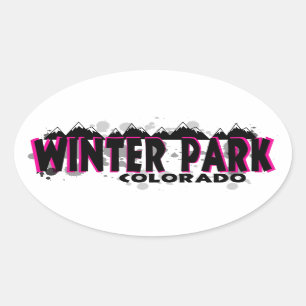 Neonrosa Grunge Winter Park Colorado Ovaler Aufkleber