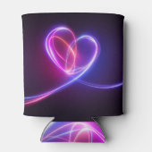 Neonrosa Herz, abstrakte Kunst Dosenkühler (Rückseite)