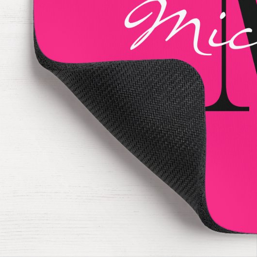 Neonrosa individuelle Name Monogramm Mousepad (Ecke)