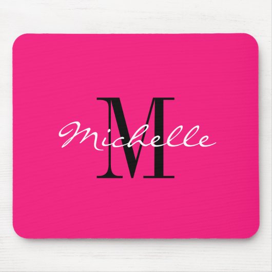 Neonrosa individuelle Name Monogramm Mousepad (Vorne)