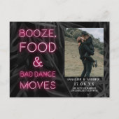 Neonrosa lässiges Palmenblatt Save the Date Foto Postkarte (Vorderseite)