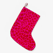 Neonrosa Leopardenmuster Kleiner Weihnachtsstrumpf (Vorderansicht (hängend))