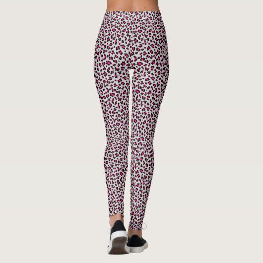 Neonrosa Leopardrucke Leggings (Rückseite)