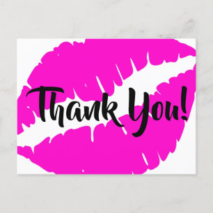 Neonrosa Lippenstift Großer Kuss Danke Postkarte