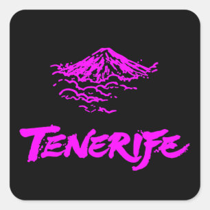 Neonrosa Mount Teide Teneriffa Vulkan Quadratischer Aufkleber