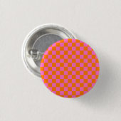 Neonrosa Orange Checkerboard Vintag Button (Vorne & Hinten)