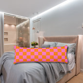 Neonrosa Orange Checkerboard Vintag Seitenschläferkissen