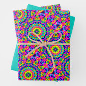 Neonrosa, orangefarbenes, grünes und gelbes Fliese Geschenkpapier Set (Beispiel)