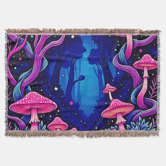 Neonrosa Pilzwald Kunst Decke (Vorderseite)