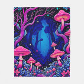 Neonrosa Pilzwald Kunst Fleecedecke (Vorderseite)