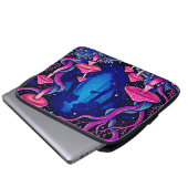Neonrosa Pilzwald Kunst Laptopschutzhülle (Vorne Knopf)
