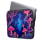 Neonrosa Pilzwald Kunst Laptopschutzhülle (Vorderseite Links)