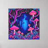 Neonrosa Pilzwald Kunst Leinwanddruck (Vorderseite)