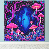 Neonrosa Pilzwald Kunst Leinwanddruck (Insitu (Holzboden))